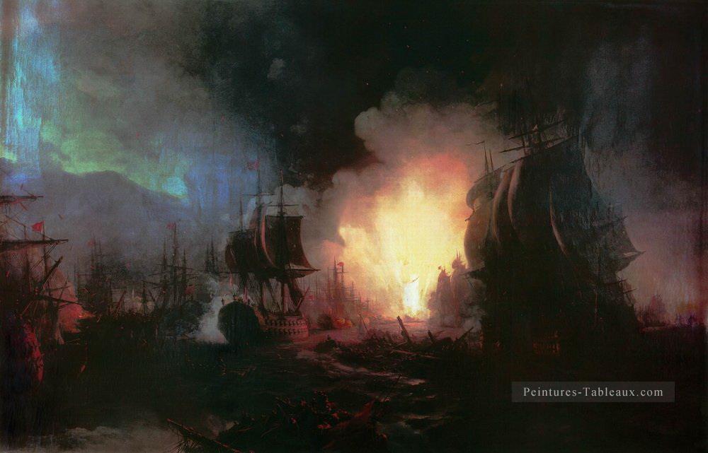 bataille de Chesma 1886 Romantique Ivan Aivazovsky russe Peintures à l'huile